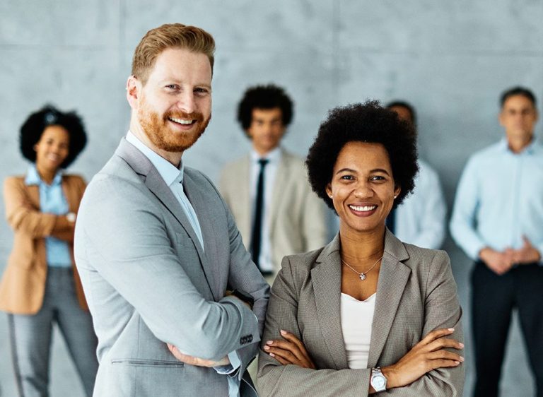 Young business owners in business development training