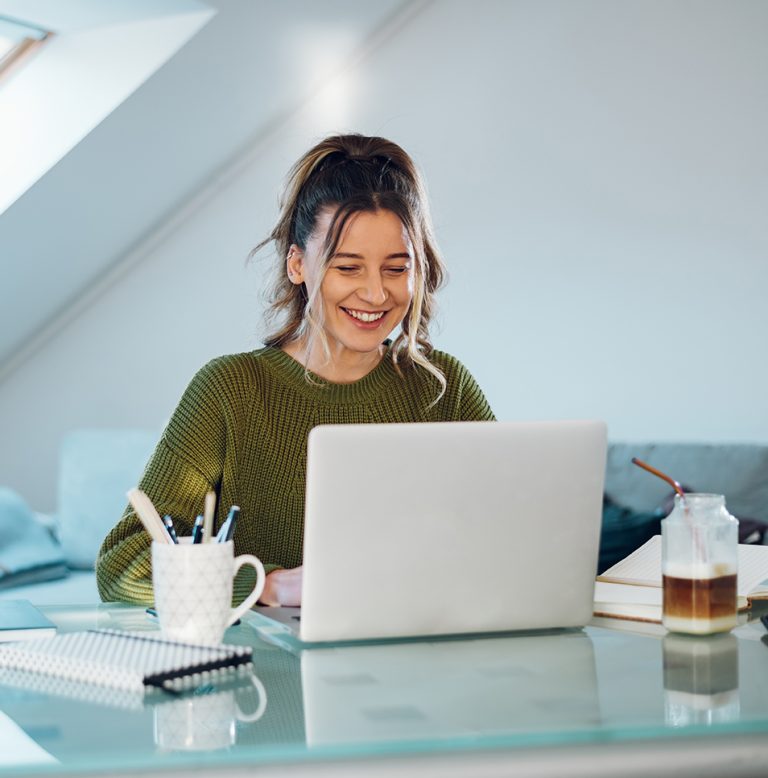 woman working on a laptop